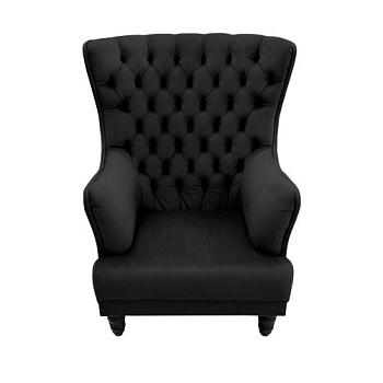 Кресло Квин 850х950х1140мм с каретной стяжкой черный/SHAGGY BLACK