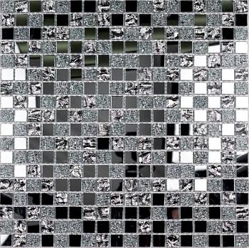 Мозаика стеклянная MIRROR серый микс 30х30см (чип 15х15х4мм)