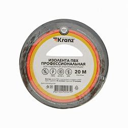 Изолента ПВХ профессиональная 19 мм 20м черная KRANZ, KR-09-2806