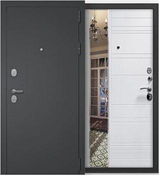 Дверь металлическая Бункер Кристел 860х2050мм R 1,2 мм черный муар/зеркало Техно