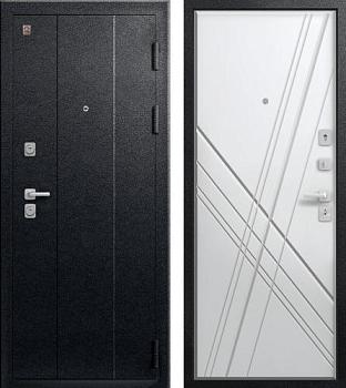 Дверь металлическая С-106 960х2050мм R 1,4мм черный муар/софт белый
