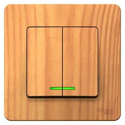 Выключатель 2-кл. с/у Blanca 10А IP20 250В с подсветкой ясень Schneider Electric, BLNVS010515