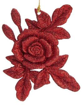Украшение декоративное 11х8см роза красная; 80231