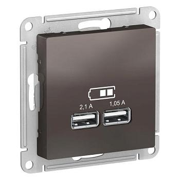 Розетка USB ATLAS DESIGN 5В 1порт х 2.1А 2порта х 1.05А мокко Schneider Electric, ATN000633