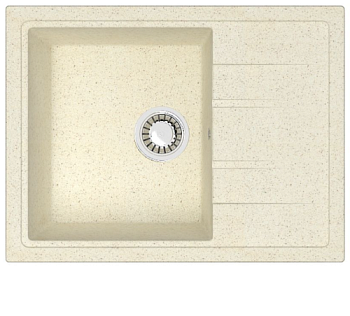 Мойка кухонная иск камень 505x505x165мм с сифоном G-2 белый снег гл.; Gota Rocio, 15989