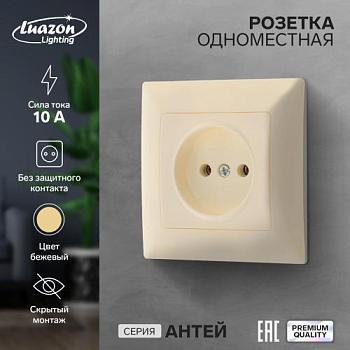 Розетка электрическая Антей 1-ая бежевый б/з скрытая; Luazon Lighting, 9925766