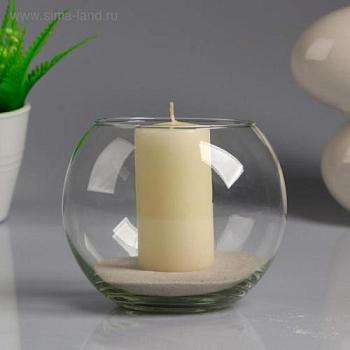 Ваза-шар 12×10 см стекло белая свеча Классика; С-Л, 4534519