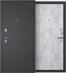 Дверь металлическая Бункер Кристел 860х2050мм L 1,2 мм черный муар/белый камень лофт