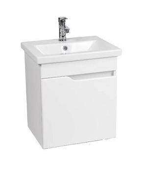 Тумба подвесная Куба 500 38x46x56см 1 дверь белая с раковиной COMO 50; VIANT, VKUB50CO-T1STP