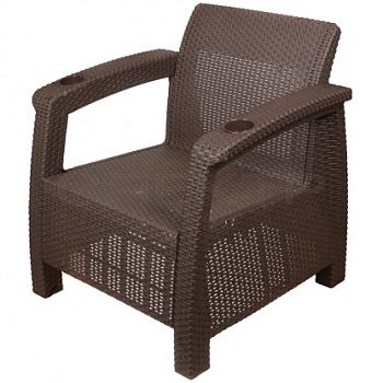 Кресло пластик Ротанг шоколад макс нагрузка 106 кг; М6494