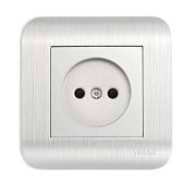 Розетка электрическая Deco с/у 1-ая серебро б/з; LUXAR