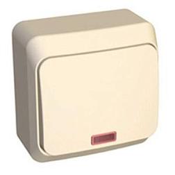 Переключатель Этюд о/у кремовый 1-кл с подсв; Schneider Electric, BA10-007K