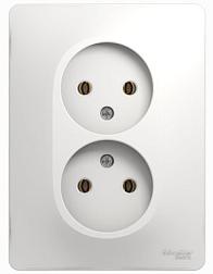 Розетка электрическая Glossa с/у 2-ая белая б/з; Schneider Electric GSL000120