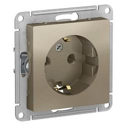 Розетка электрическая Atlas Design с/у 1-ая шампань с/з; Schneider Electric, ATN000543