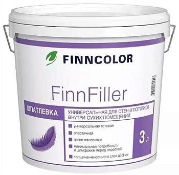 Шпатлевка универсальная для стен и потолков внутри сухих помещений Finncolor FINNFILLER 3л/5,1кг