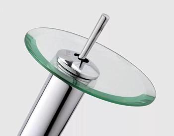 Смеситель для раковины однорычажный фиксированный излив-водопад хром стекло; Frap, F 1055 - 2