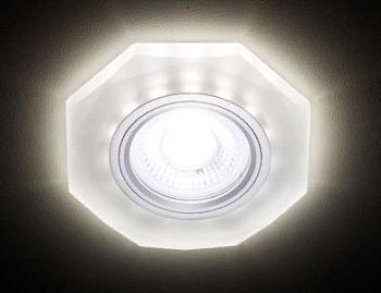 Светильник точечный MR16 50Вт G5.3+3Вт LED WHITE хром/матовый; Ambrella, S213 WH