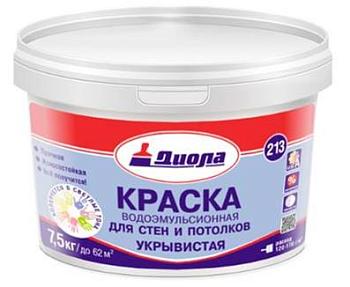 Краска В/Д для стен и потолков Д-213 матовая 7,5 кг; Диола