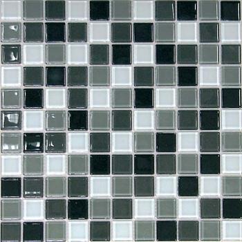 Мозаика стеклянная CARBON MIX бело-черн микс 30х30см (чип 25х25х4мм)