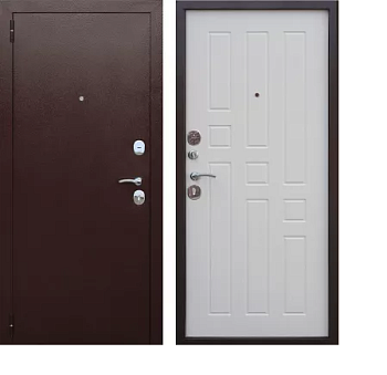 Дверь металлическая Гарда 960х2050мм R 1,2 мм медный антик/белый ясень