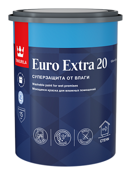 Краска В/Д для влажных помещений Euro Extra 20 полуматовая А 0,9 л; TIKKURILA