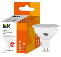 Лампа светодиодная ECO MR16 5Вт 3000К GU5.3 450лм 230-240В IEK LLE-MR16-5-230-30-GU5