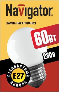 Лампа накаливания NI С 60Вт E27 230В FR; NAVIGATOR, 94 313