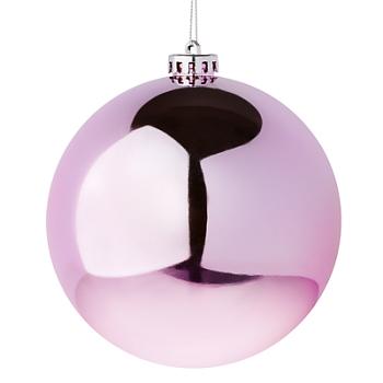 Шар новогодний 14см нежно-розовый пластик; СНОУ БУМ, 372-619