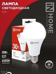 Лампа светодиодная LED A70 VC 30Вт 230В Е27 4000К 2700Лм; IN HOME, 4690612024141